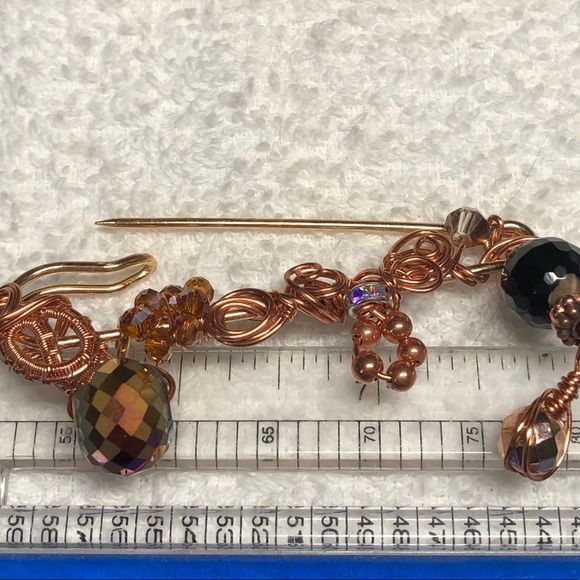 📌💕stunning light gold and copper pin/brooch-artisan,handmade NEW - Picture 4 of 11